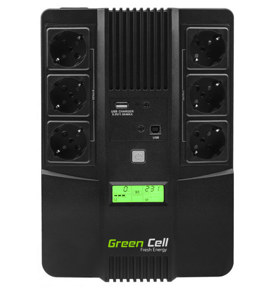 Zasilacz awaryjny UPS Green Cell AiO z wyświetlaczem LCD 600VA 