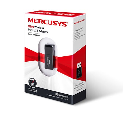 Mercusys MW300UM N300 adapter / karta sieciowa USB , 2.4 GHz, 300 Mb/s