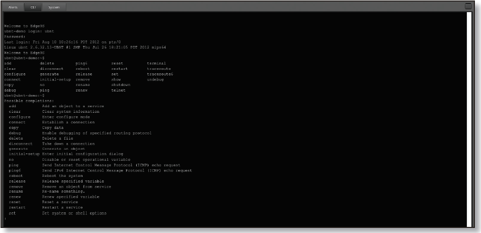 Ubiquiti EdgeOS CLI