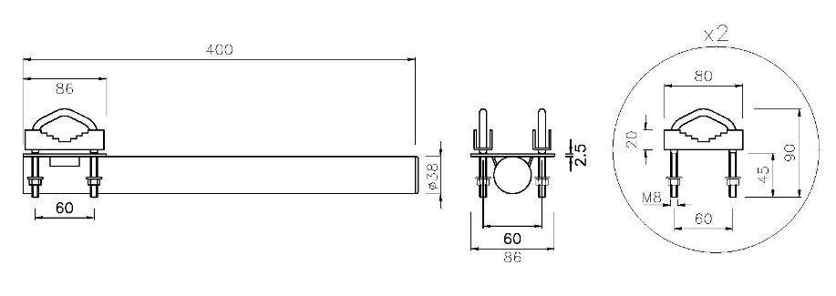 Uchwyt antenowy prosty 40