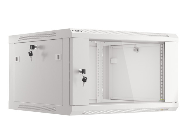 Lanberg :: Rack Cabinet 19” Wall-Mount 6U/600X600 (flat-pack) V2 Grey, Glass door