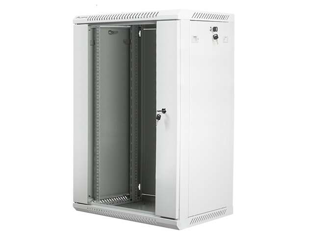 Lanberg :: Rack Cabinet 19” Wall-Mount 18U/600X450 (flat-pack) V2 Grey, Glass door