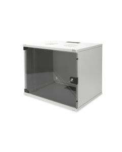 Digitus:: Wall Mounting Cabinet 19" 9U/400m, glass door, flat package