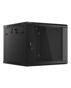 Lanberg :: Rack Cabinet 19” Wall-Mount 9U/600X600 (flat-pack) V2 Black, Glass door