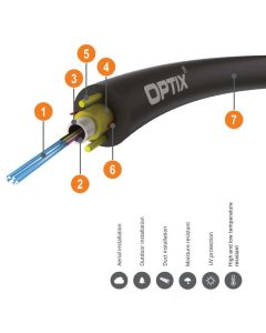 OPTIX cable Aramid Z-XOTKtcdD 12x9/125 ITU-T G.652D 1.2kN (SPAN 80m)