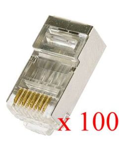 Wtyk modularny RJ-45 ekranowany 8PIN, kat. 5e na przewód okrągły, drut - 100 sztuk