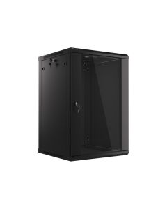 Lanberg :: Rack Cabinet 19” Wall-Mount 18U/600X600 (flat-pack) V2 Black Glass door