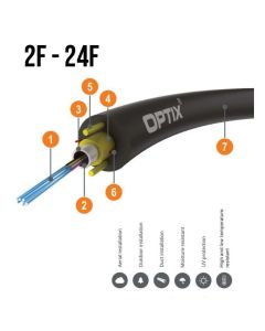 OPTIX cable Aramid Z-XOTKtcdD 12x9/125 ITU-T G.652D 1.2kN (SPAN 80m) 4km RELL
