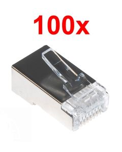 Shielded  RJ45 connector for solid wire FTP cable - 100 pcs