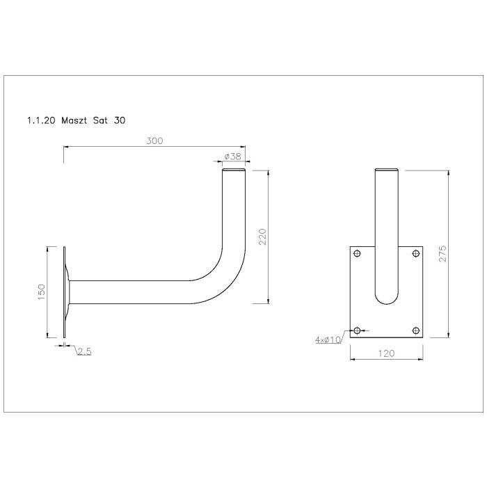 Antenna Bracket G30 wall mounted 30 cm