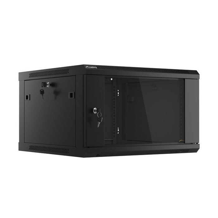 Lanberg :: Rack Cabinet 19” Wall-Mount 6U/600X600 (flat-pack) V2 Black, Glass door