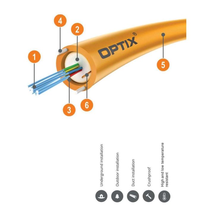 OPTIX cable DAC Z-XOTKtcd 8x9/125 ITU-T G.652D 1.2kN