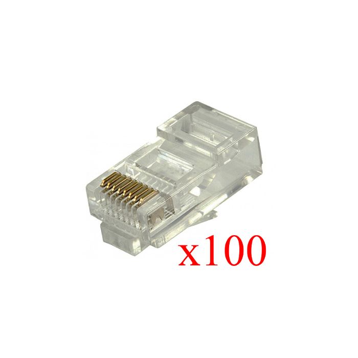 RJ45 connector for solid wire UTP cable - 100 pcs