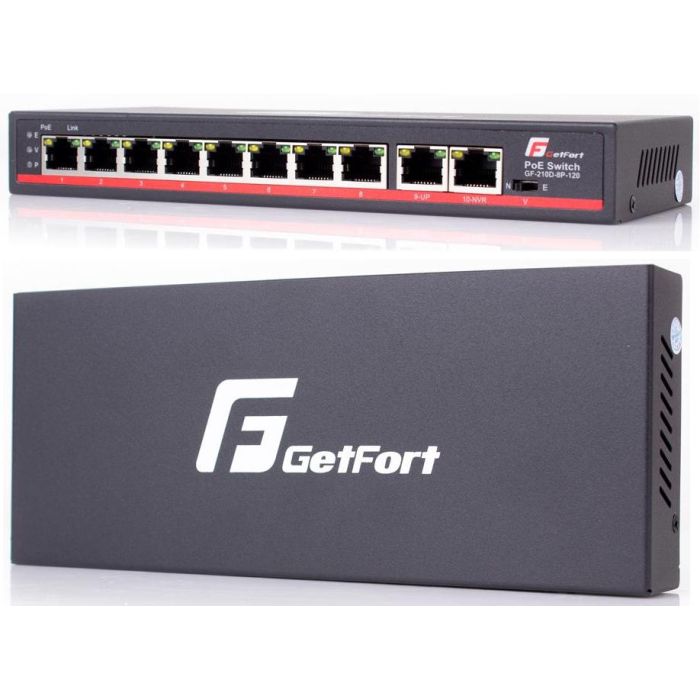 SWITCH POE GETFORT 8FE X POE + 2FE UPLINK WATCHDOG HI-POE 120W