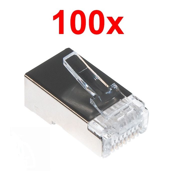 Shielded  RJ45 connector for solid wire FTP cable - 100 pcs