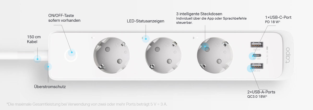 Tp-Link P300 Smart Power Strip, 3 sockets