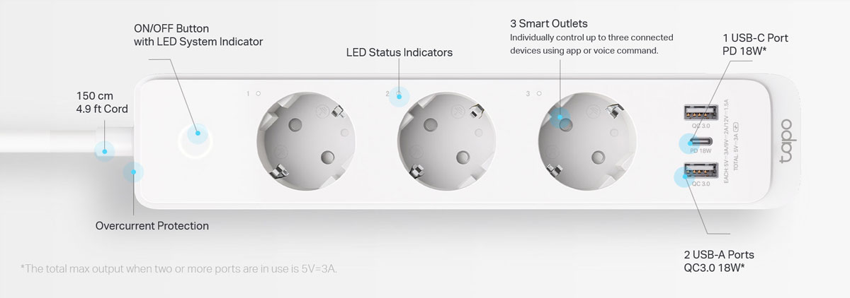 Tp-Link P300 Smart Power Strip, 3 sockets