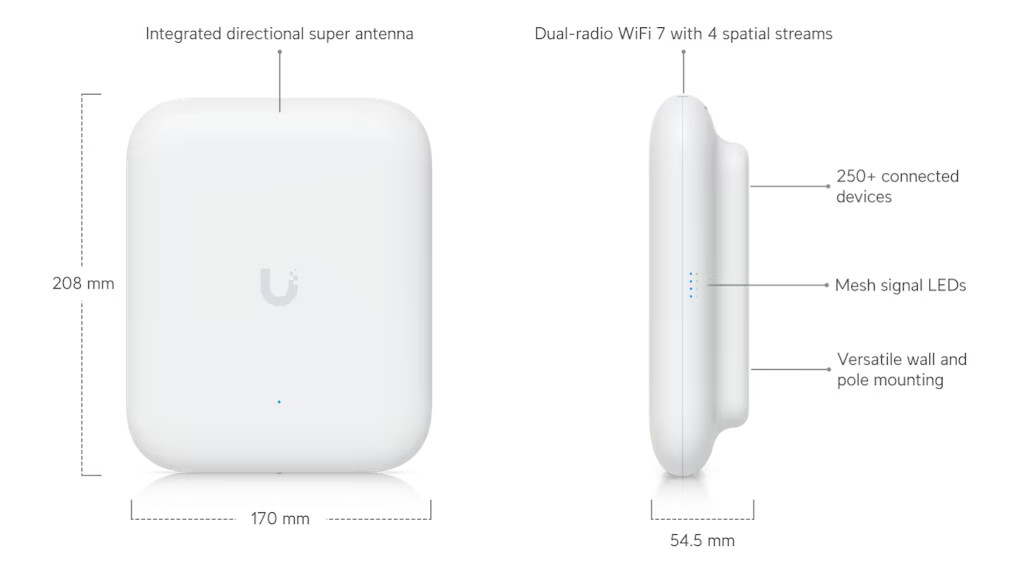 Ubiquiti U7 Outdoor - Punto de acceso Wi-Fi exterior 7 (U7-Outdoor)