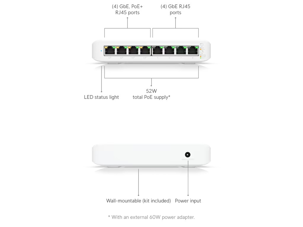 Ubiquiti Lite 8 PoE - Switch L2 8x 1GbE RJ45 (USW-Lite-8-POE)
